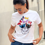 PLAYERA CALAVERA CON MARIPOSAS