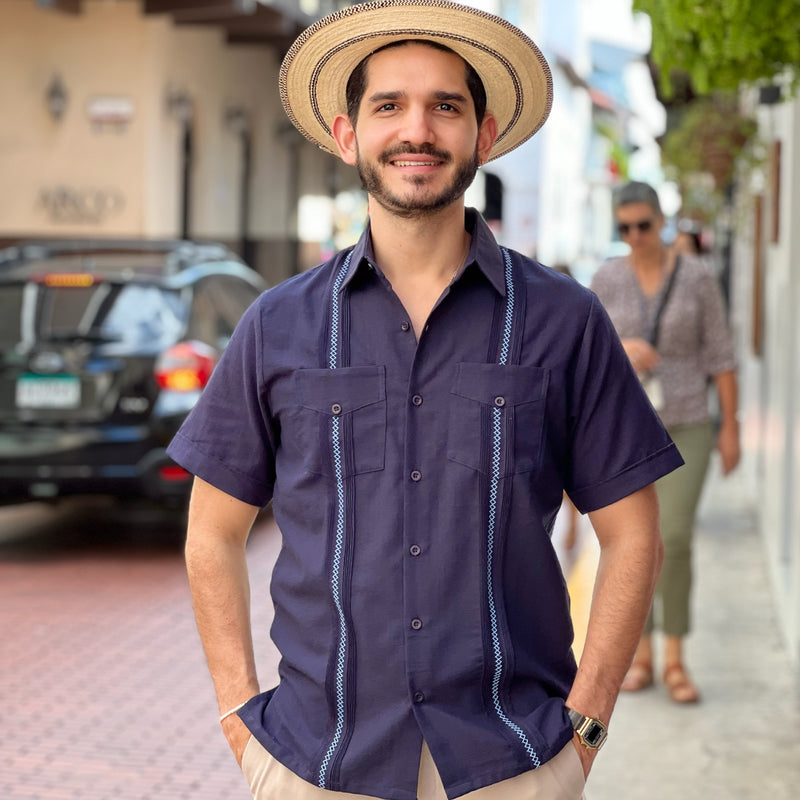 GUAYABERA MAR BOLSILLOS AZUL