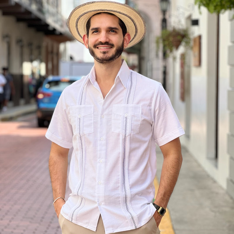 GUAYABERA MAR BOLSILLOS BLANCA MANGA CORTA