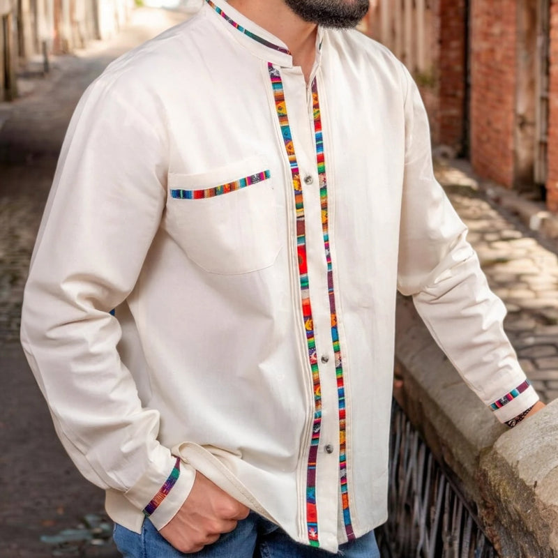 Guayabera con sarape manga larga