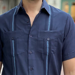 GUAYABERA MAR BOLSILLOS AZUL