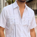 GUAYABERA MAR BOLSILLOS BLANCA MANGA CORTA