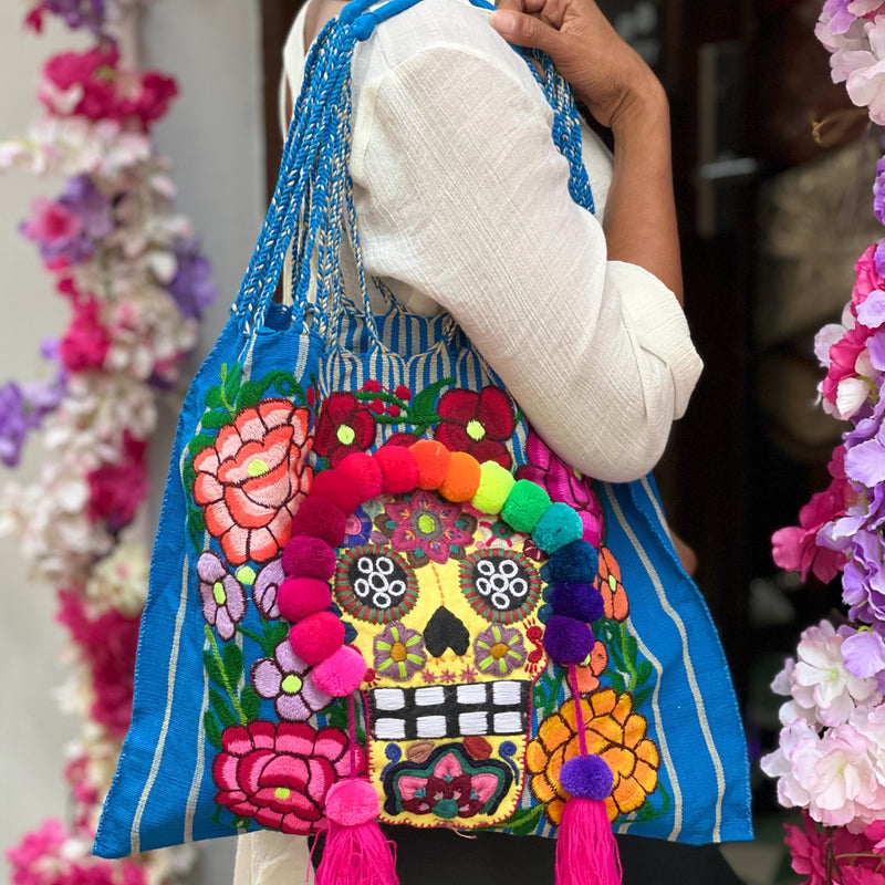 BOLSA CATRINA AZUL TELAR DE CINTURA