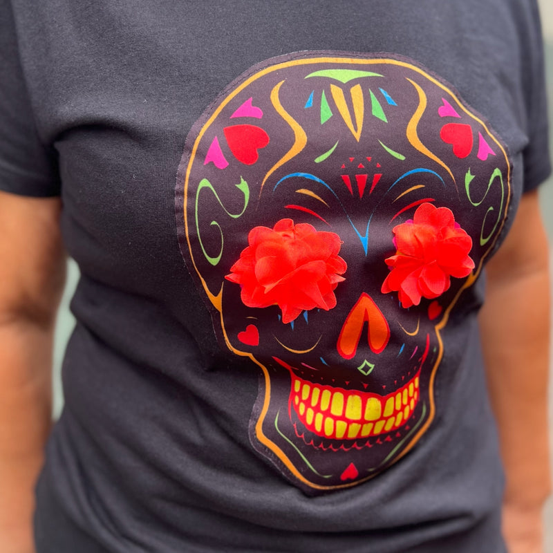 PLAYERA CATRINA OJOS DE FLORES