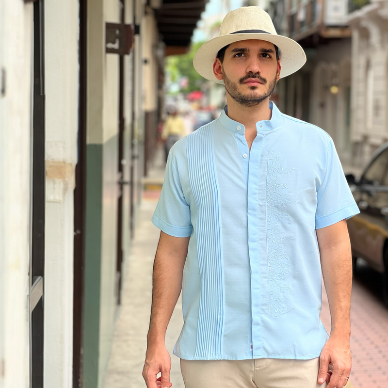 GUAYABERA CUZAMA CELESTE MANGA CORTA