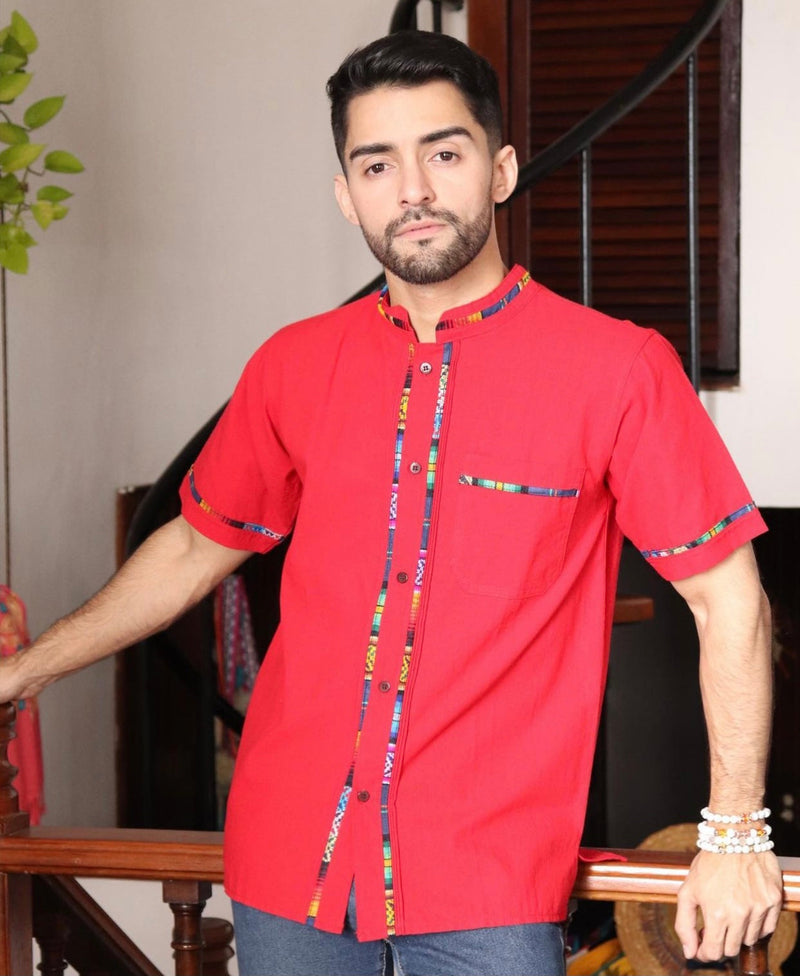 Guayabera con sarape Roja