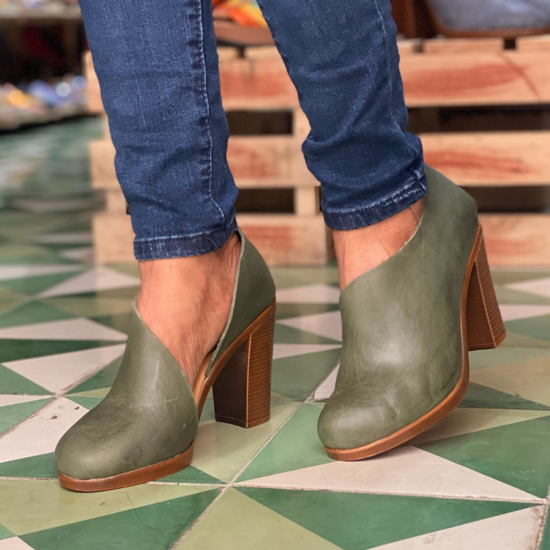 GREEN FLAVIO ASYMMETRICAL ANKLE BOOT