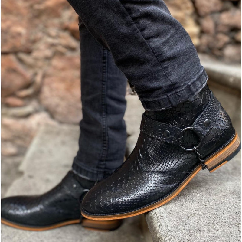 BOTA LEATHER PITÓN NEGRA