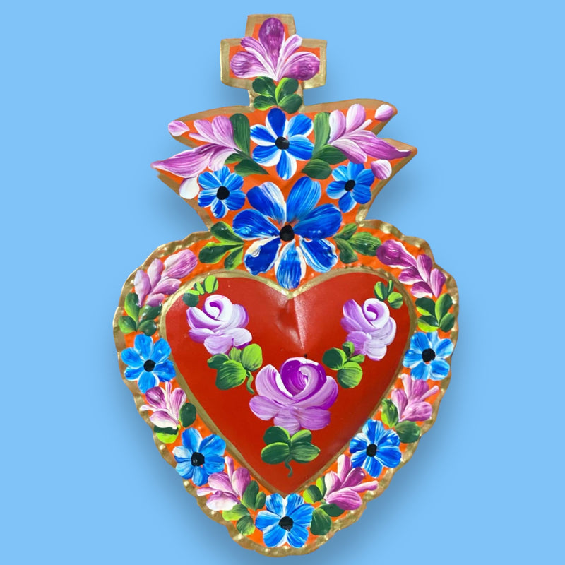 CORAZÓN DE HOJALATA FLOR AZUL