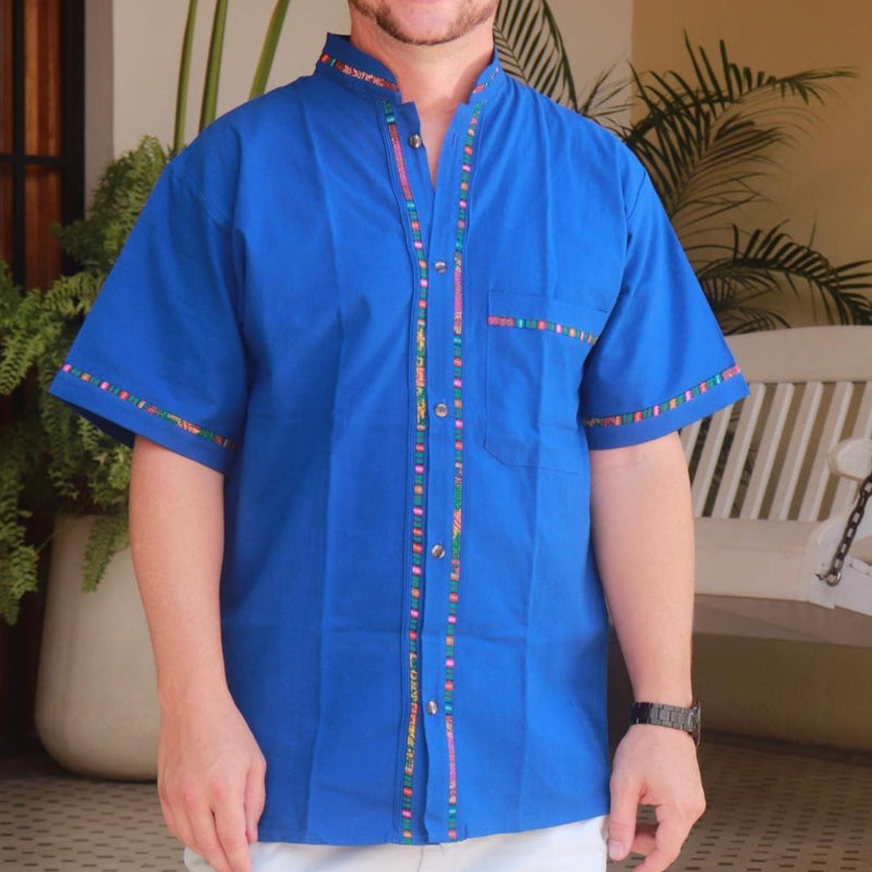 Guayabera con sarape Azul Rey