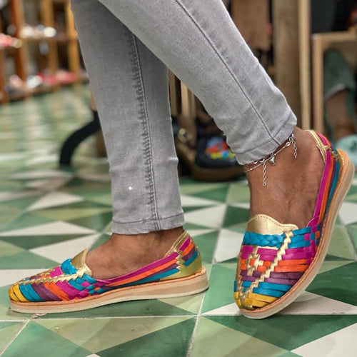 MULTICOLORED GOLDEN BRAIDED FLATS